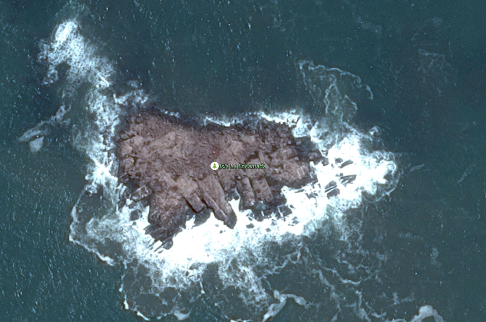 Vista satelital de la Isla Encantada