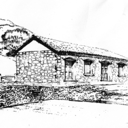 Dibujo de la casa de Montevideo donde nació Artigas